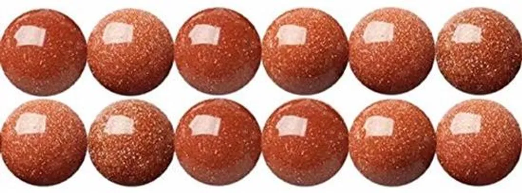 Perles en pierres semi-précieuses dorées 6mm, éclat brillant fil 38cm