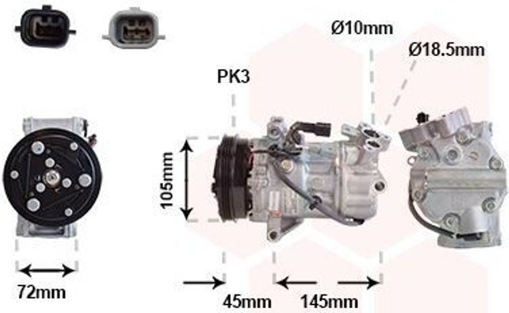 VAN WEZEL 4301K713 SNC12 Klimaanlage Klimakompressor PAG 46 für RENAULT Clio V Schrägheck (BF)