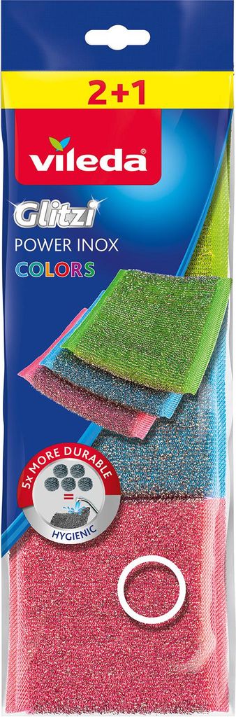 Vileda drátěnka Glitzi Power Inox Colors 2+1 Obrázek produktu 