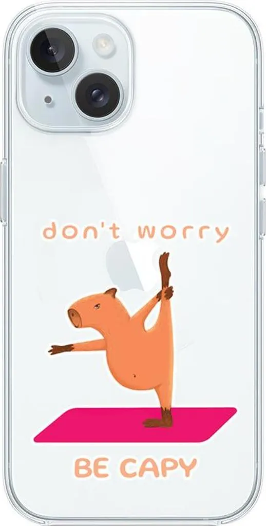 Custodia per iPhone 15 Plus, trasparente, silicone flessibile, Capybara