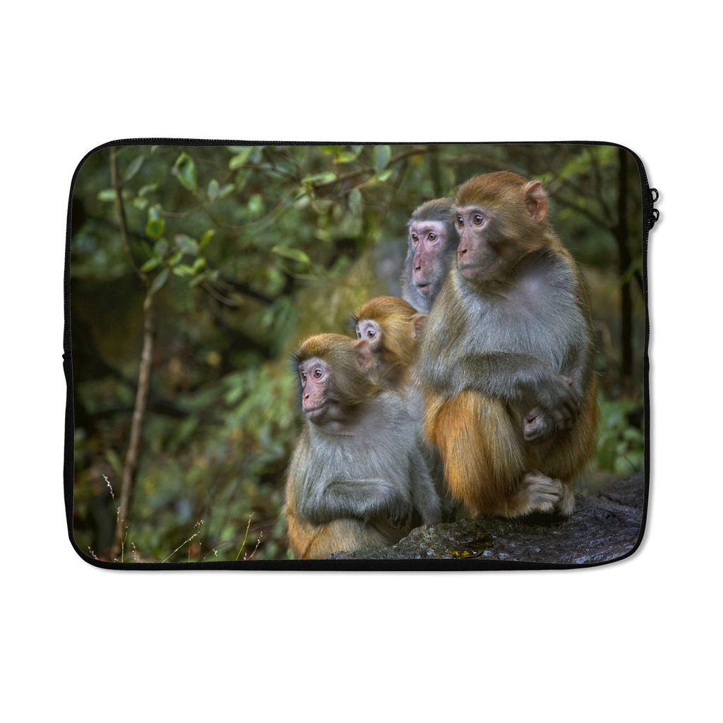 MuchoWow Laptop Hülle 13 Zoll Affen - Steine - Wald Laptoptasche - Laptophülle - Sleeve - Rundumschutz