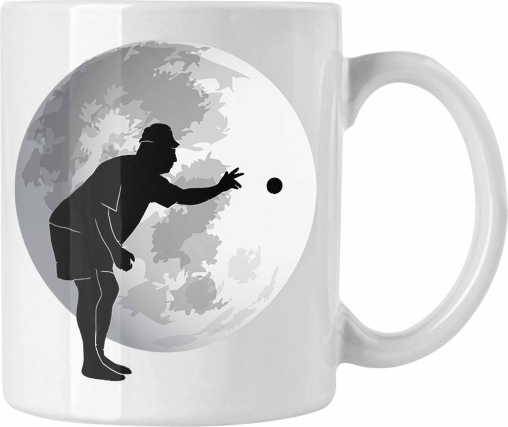 Trendation - Boule Tasse Geschenk Boule-Spieler Geschenkidee Grafik Mond Boule (Weiß)