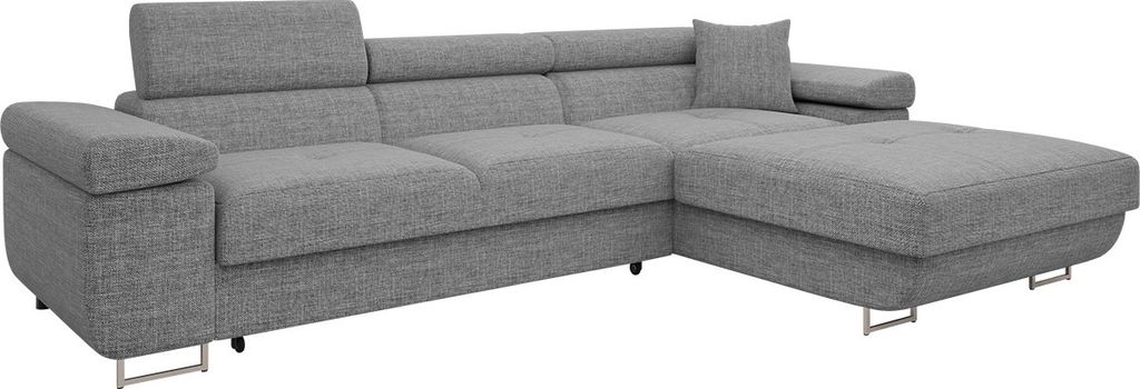 MIRJAN24 Ecksofa Torezio Mini, Stilvoll Eckcouch mit Bettkasten und Schlaffunktion, Einstellbare Kopfstützen, 280x170x70-90 cm (Farbe: Lux 05, Sei...