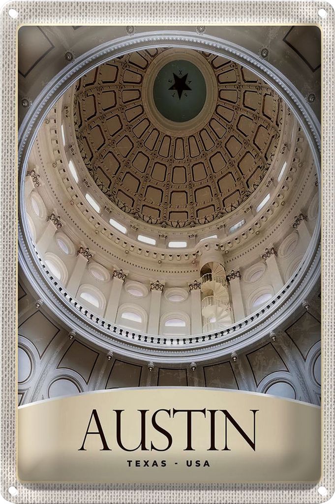Blechschild Reise 18x12cm Austin Texas USA Amerika Architektur