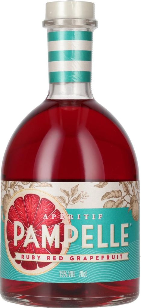 A bottle of Pampelle Ruby Red Grapefruit aperitif.