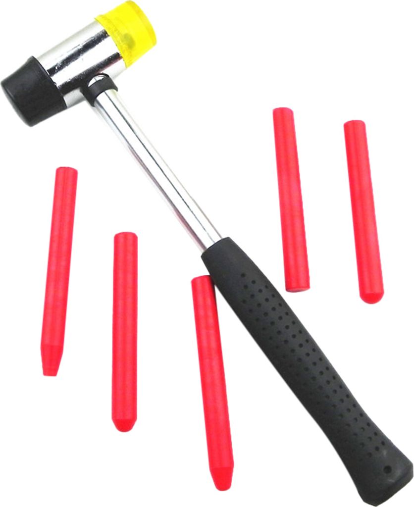 Auto Pit Reparatur-Tools 1pc Mini Gummihammer 5pcs Concave Richtstift Metall Haushalt Service Werkzeug schwarz rot