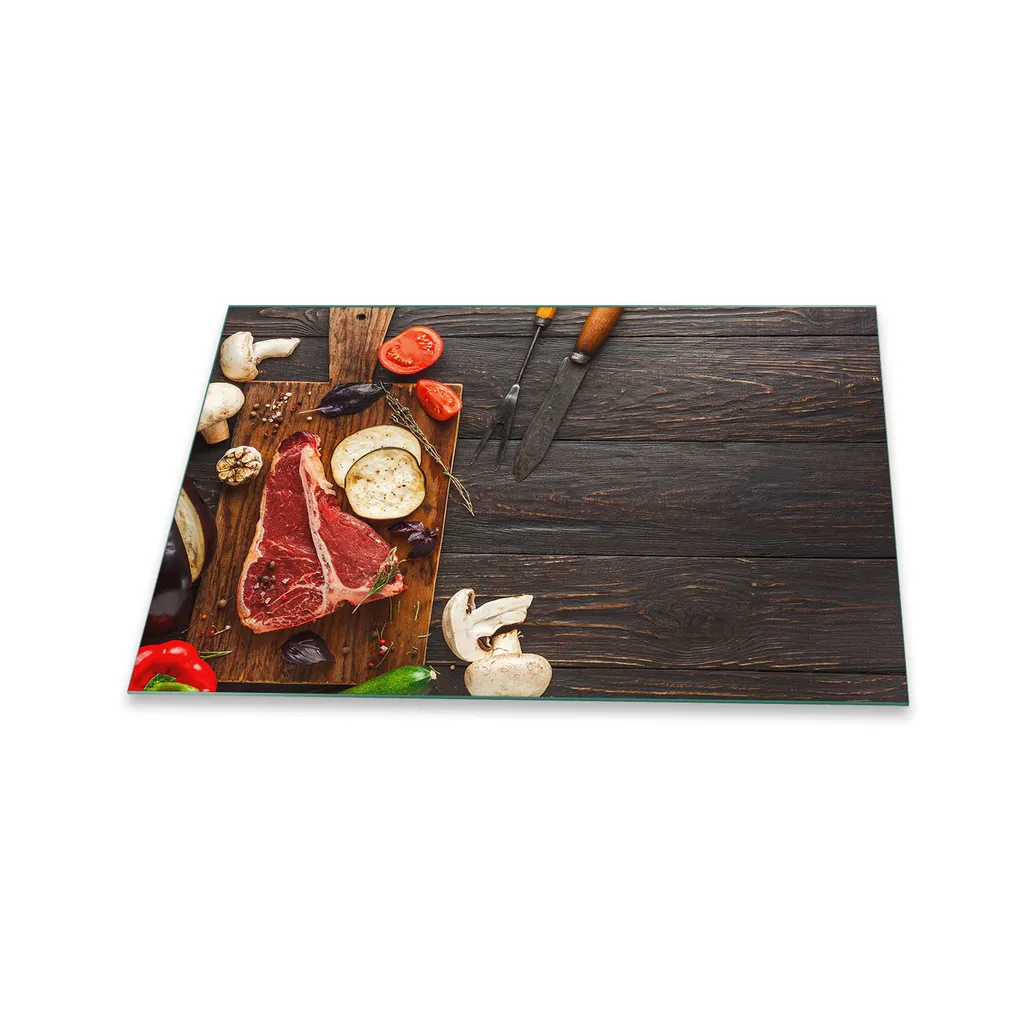 Copertura Piano Cottura 80x52 Vetro Temperato Food Brown Elegante