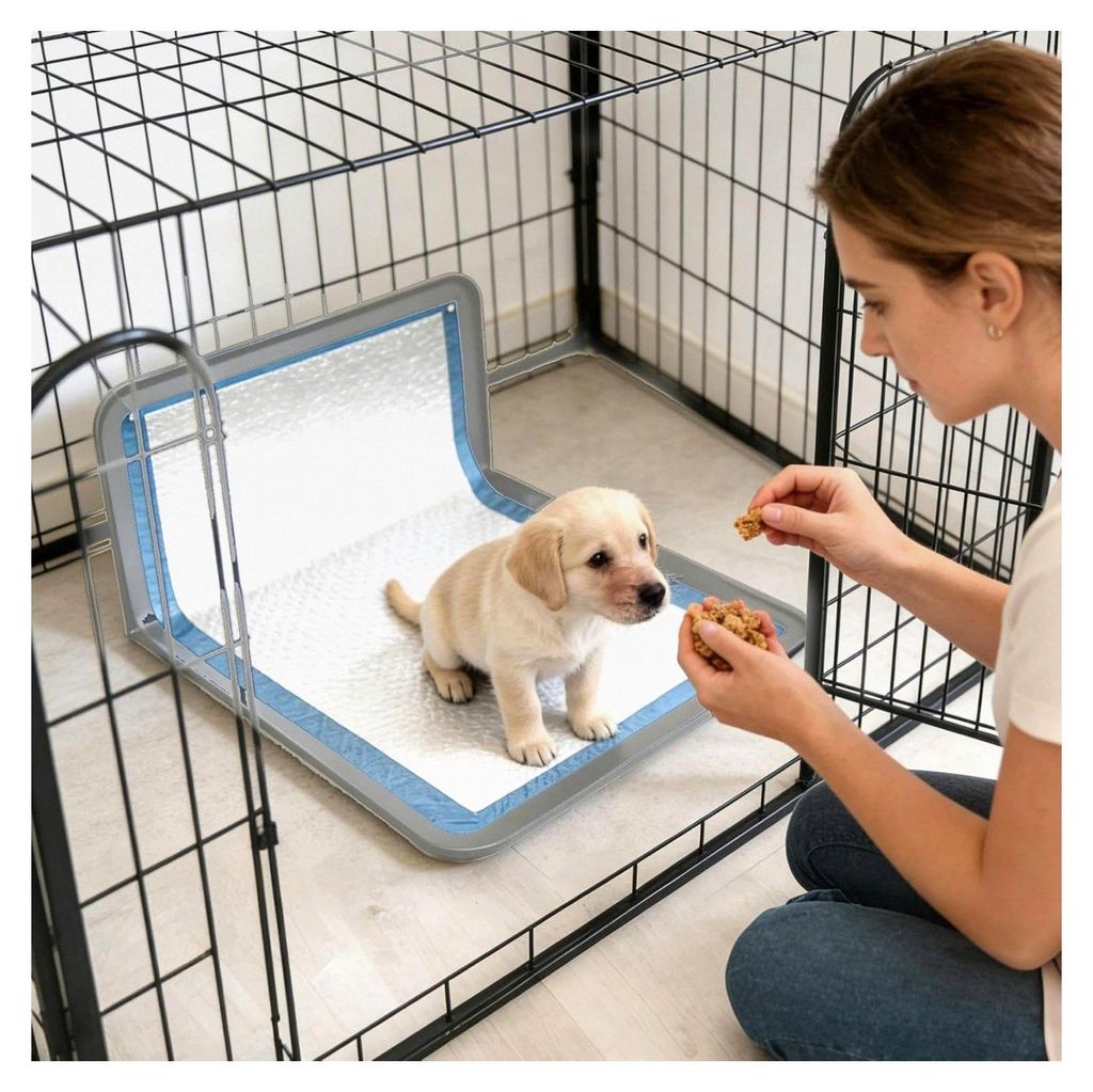 Welpen-Töpfchen-Tablett – L-förmige, auslaufsichere Haustiertoilette für kleine Hunde und Katzen, Outdoor, Auto, Reisen