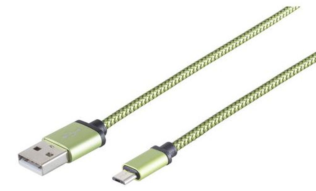 USB-Ladekabel A Stecker auf USB Micro B grün, 0,9m