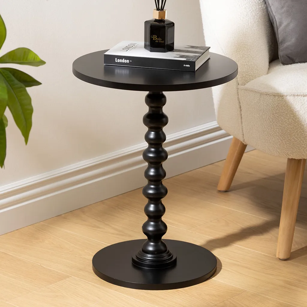 Table d'appoint en métal noir Roselin Ø 38 cm - Style industriel chic