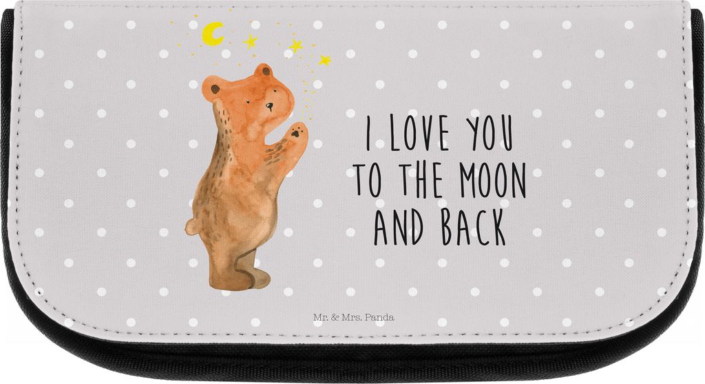 Mr. & Mrs. Panda Organizer Verliebter Bär - Grau Pastell - Geschenk, Make-Up Tasche, Kosmetiktasche, Täschchen, Spruch, Partner, Waschbeutel, Ted...