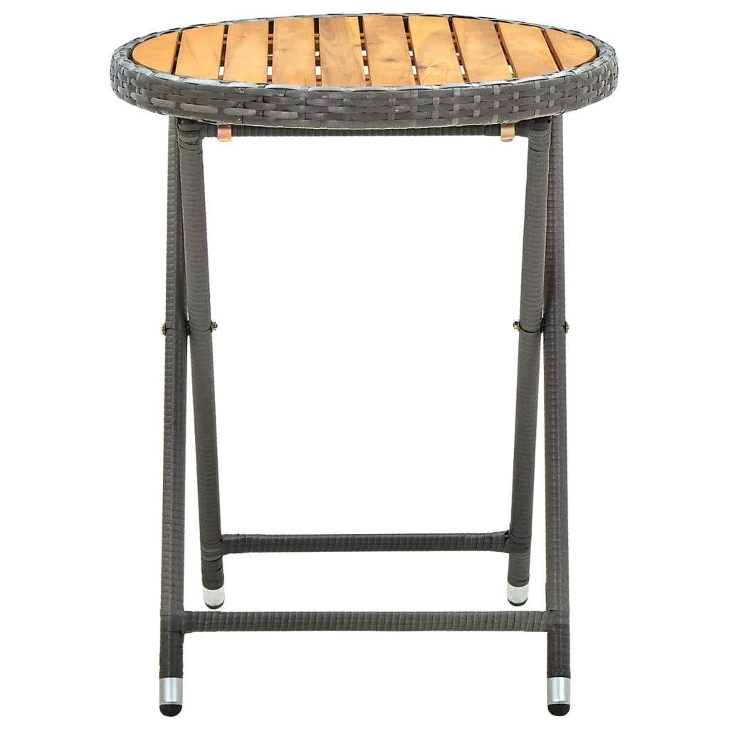 Table d'appoint 60 cm en Bois d'Acacia Durable et Poly Rotin Gris Chic - 2
