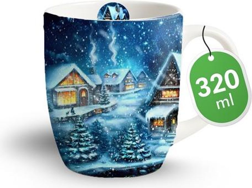 Tasse aus Porzellan Dreamy Winter Village - Märchenhaftes Winterdorf 0,32L, Höhe 10,5cm