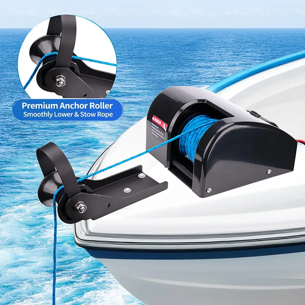 Guindeau électrique pour bateau de pêche, câble 30m et levage 11kg noir - 2