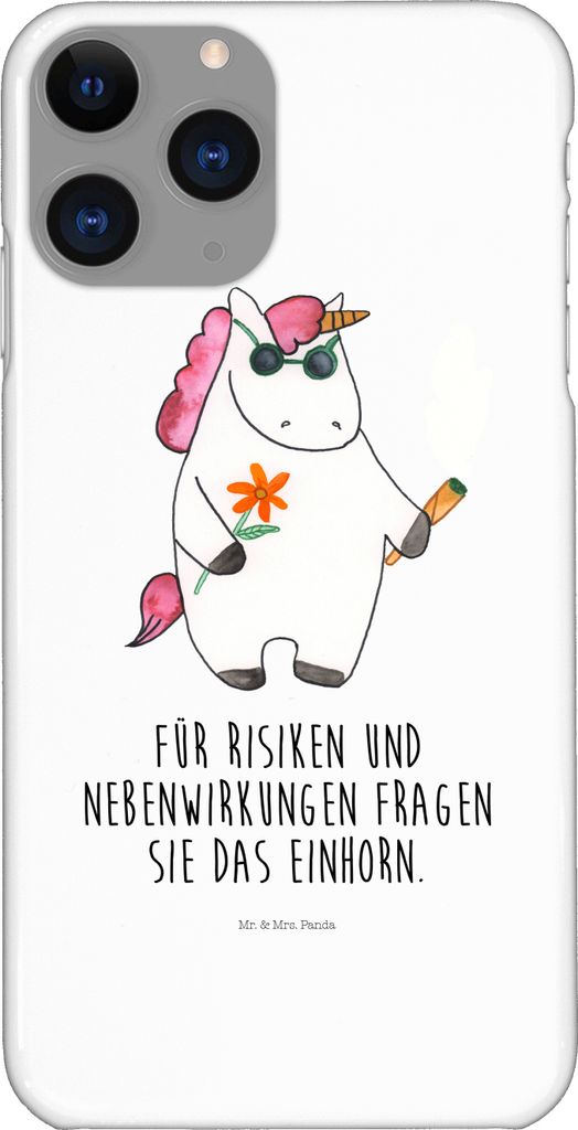 Mr. & Mrs. Panda Iphone 11 Pro Handyhülle Einhorn Woodstock - Weiß - Geschenk, Einhörner, Unicorn, Joint, Premium Kunststoff, Alkohol, Party, Ha...