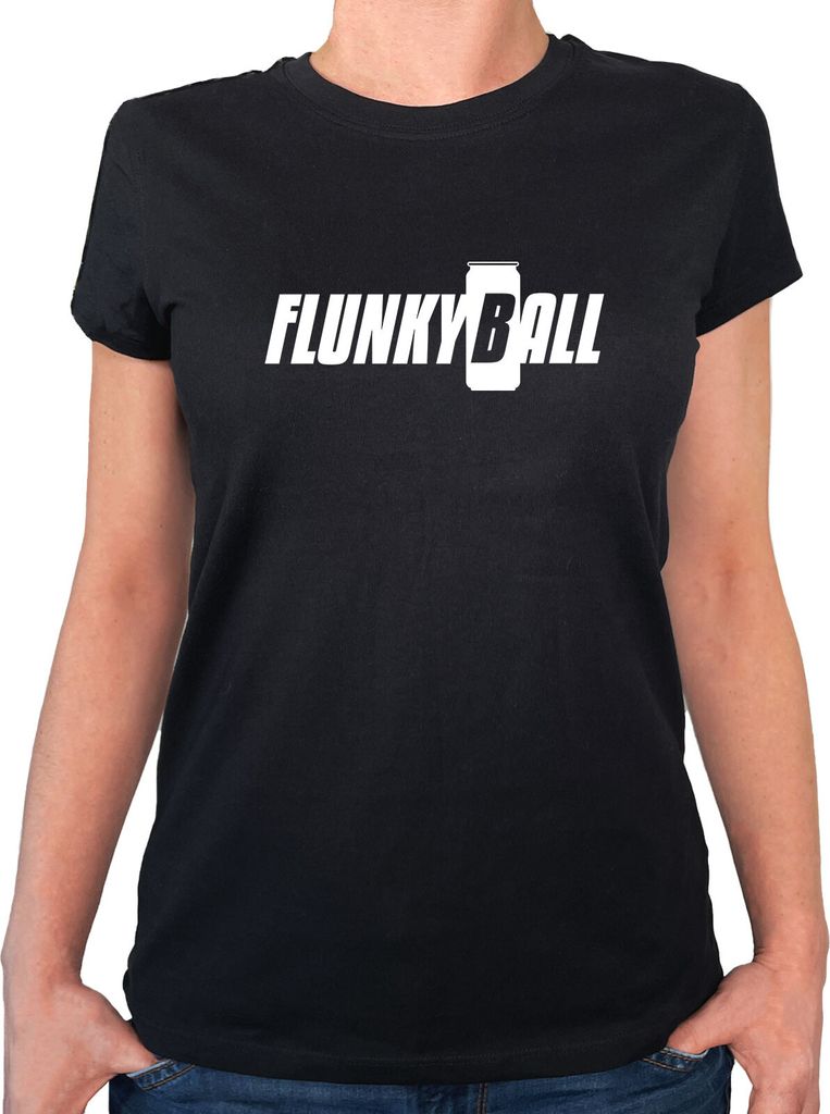Huuraa Damen T-Shirt Flunkyball Bierdose L Black Bio Baumwolle Fairtrade Damenshirt Geschenkidee
