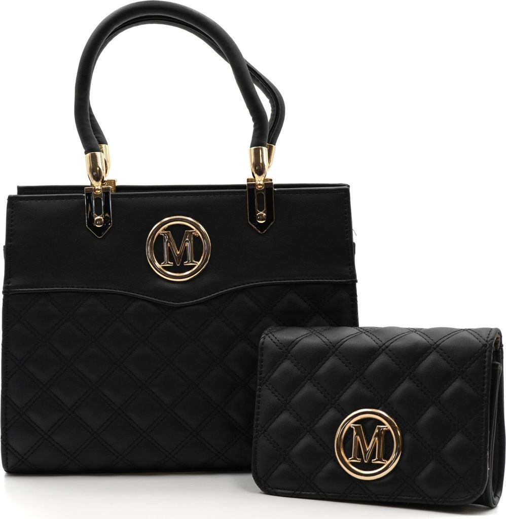 Damenhandtasche mit zusätzlicher Clutches verschiedene Farben 90060 - Schwarz Farbe: Schwarz