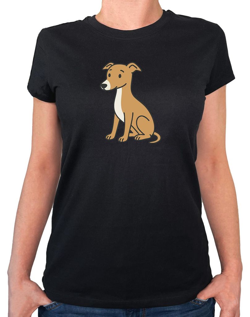 Huuraa Damen T-Shirt Whippet Comic Whippi XS Black Bio Baumwolle Fairtrade Damenshirt Geschenkidee