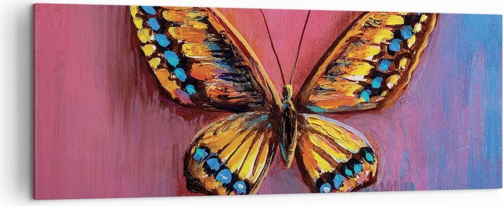 Bild auf Leinwand - Leinwandbild - Einteilig - Schmetterling bunt gemalt - 140x50cm - Wand Bild - Wanddeko - Wandbilder - Leinwanddruck - Bilder - ...
