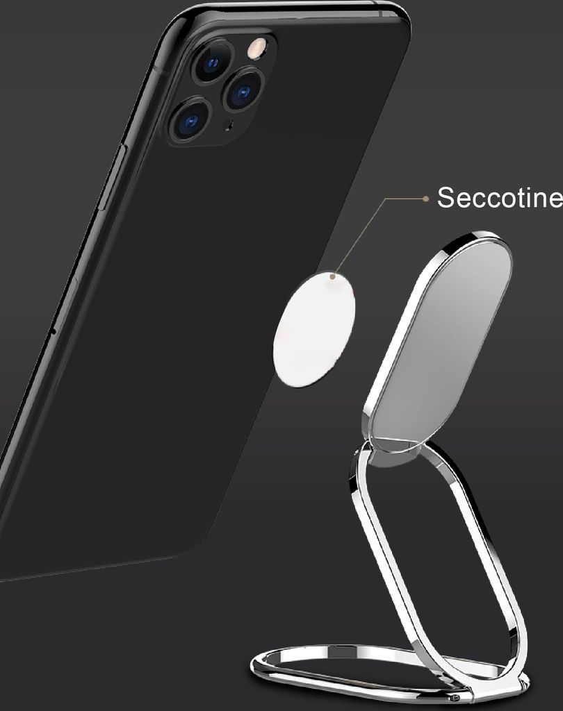 Handyhalter 360 -Grad -Rotation Multifunktionales Kunststoff -Rücken -Grip -Faltungsmobil -Mobiltelefonständer für Tabletten-Silber