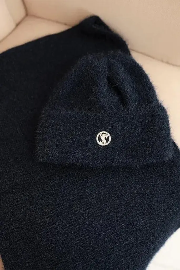 Set Regalo Invernale Donna: Cappello e Sciarpa Blu Navy Blu - 3