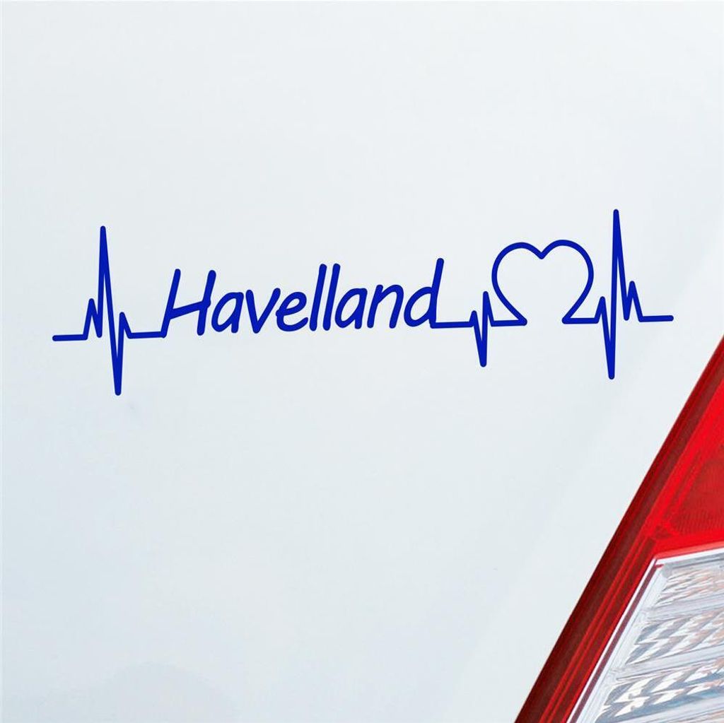 Auto Aufkleber Havelland Puls Herzschlag mit Ferien Region Motiv 19x5 cm Dunkelblau Sticker Heckscheibenaufkleber