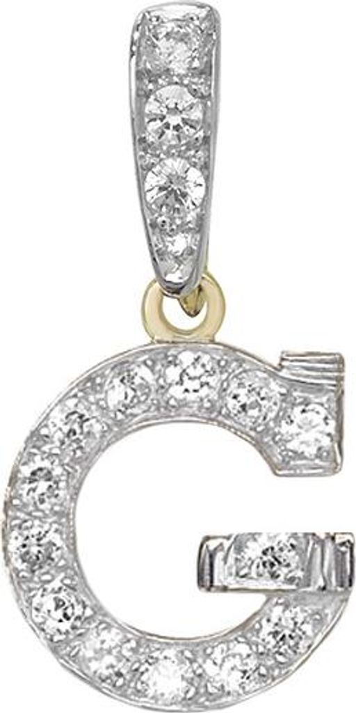 Atemberaubender 9 Karat (375) Gold Buchstaben / Initiale Damen - Anhänger mit Zirkonia; TRS35337LTG