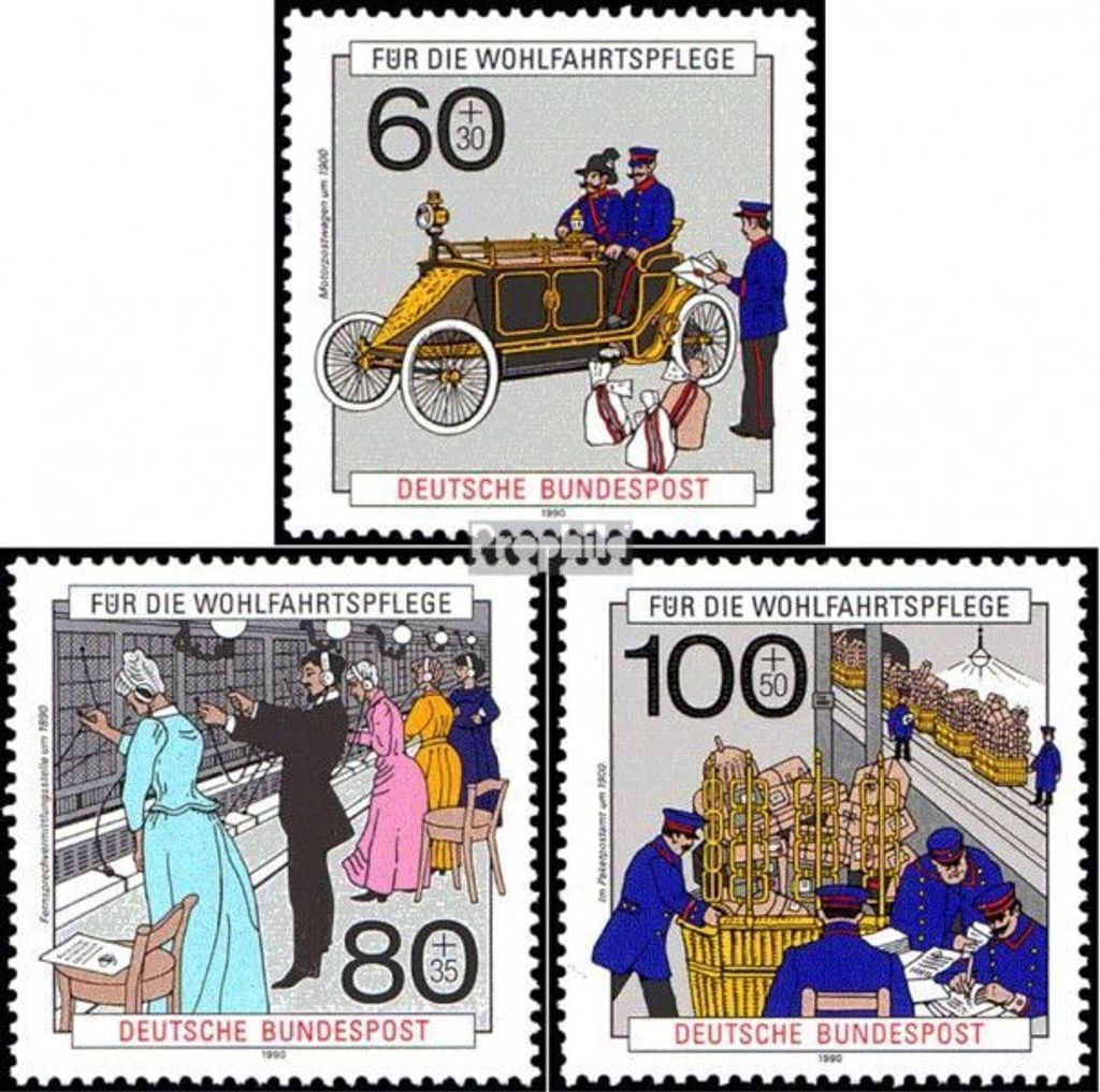 Briefmarken BRD (BR.Deutschland) 1990 Mi 1474-1476 (kompl.Ausgabe) postfrisch Geschichte der Post und Telekommunikation