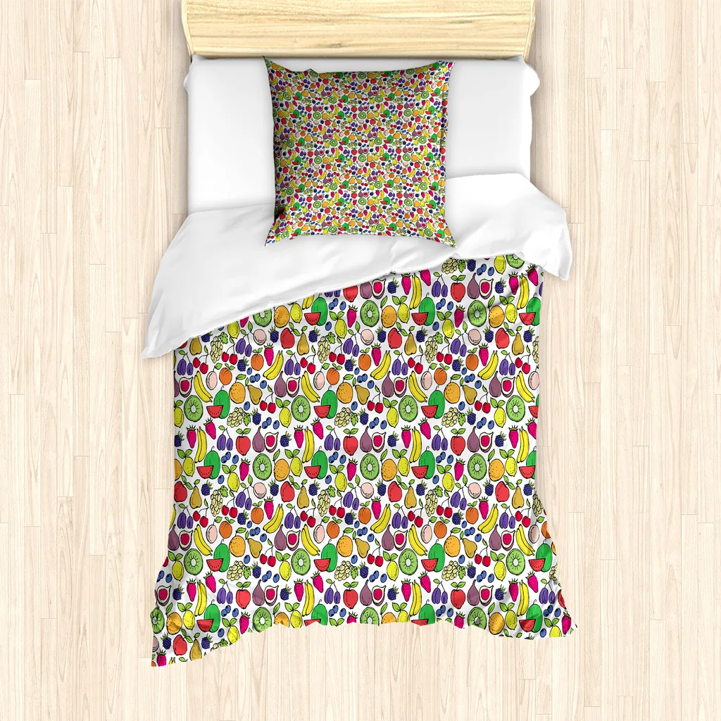Set Copripiumino Vegano ABAKUHAUS 135x200cm Frutta Colorata - Offerta