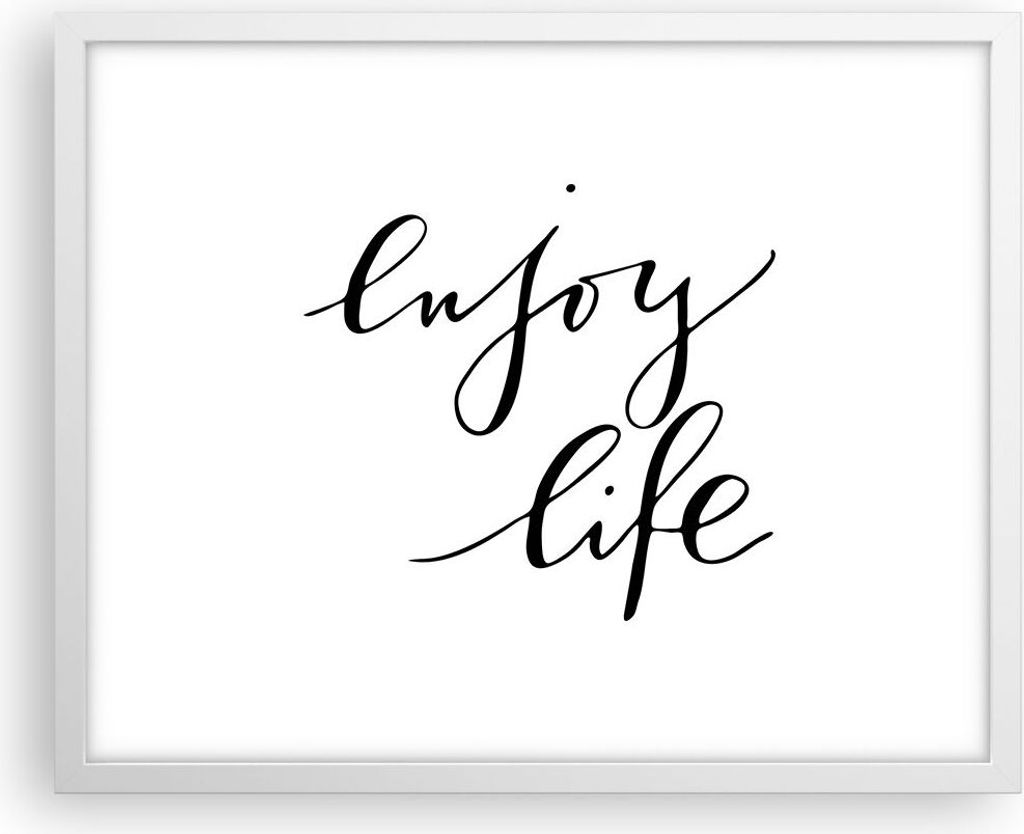 Gerahmtes Poster - Weißer Rahmen - Genieße Leben Maxim - 50x40 cm - Wand Bild - Wanddeko - Wandbilder - Kunstposter - Wandposter - Bilderrahmen -...