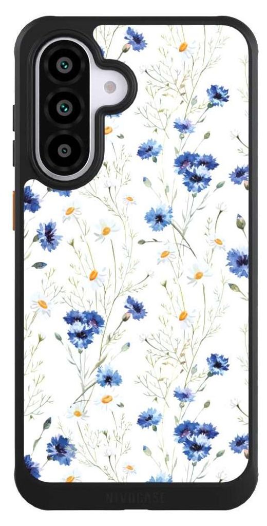NIVOCASE Hülle für Samsung Galaxy A56 5G Handyhülle NIVOcore Case Schwarz Blume Blumen Muster