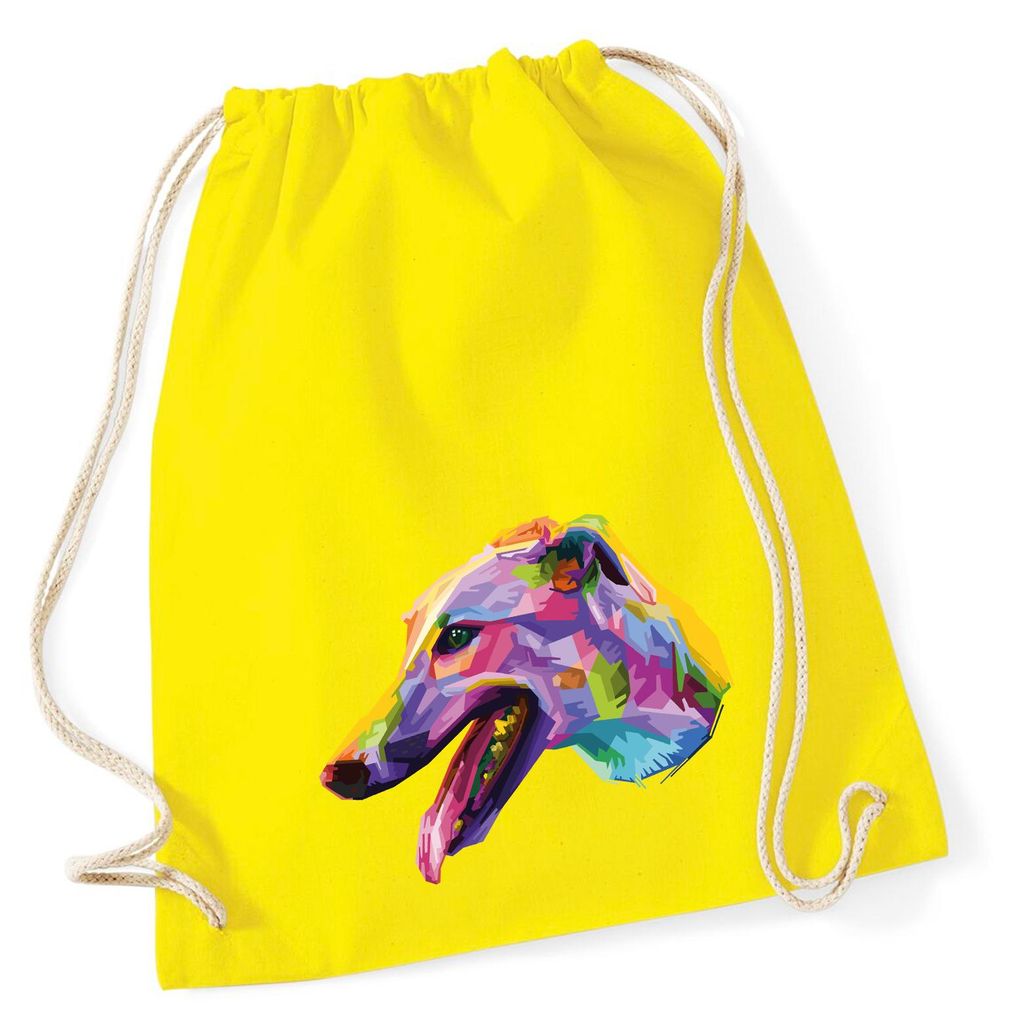 Huuraa Turnbeutel Greyhound Colorful 12 Liter Yellow Baumwolle Rucksack Geschenkidee