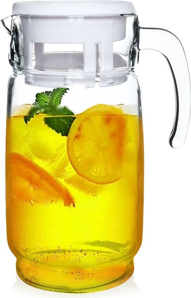 Krug für Getränke, Wasser, Saft, Limonade, Glas mit Deckel, Produktbild 