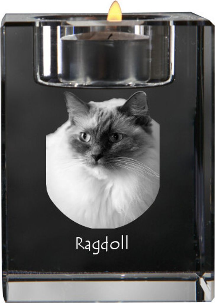 Ragdoll - Kerzenhalter mit Katzenfoto, Teelichthalter aus Kristall, personalisiertes Geschenk der Marke Art-Dog
