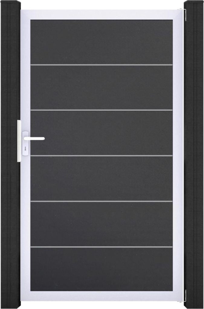 GroJa BasicLine PVC Stecksystem Premium Universal Einzeltor mit Alurahmen anthrazitgrau