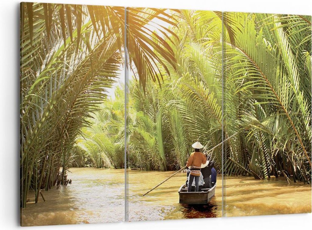 Bild auf Leinwand - Leinwandbild - 3 Teile - Fluss Mekong £ódŸ - 105x70cm - Wand Bild - Wanddeko - Wandbilder - Leinwanddruck - Bilder - Wanddek...