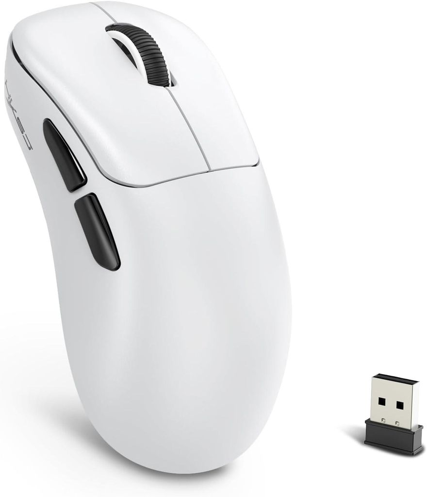 Ultra-Light Wireless Gaming Maus T700, Ergonomisch für Rechtshänder, 56g, 10.000 DPI, BT/2,4G/USB, 6 programmierbare Tasten, PC/Mac/PS-Kompatibel
