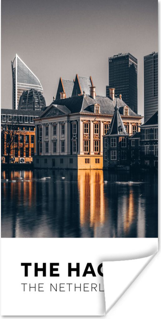 MuchoWow Poster Den Haag - Niederlande - Architektur - Wasser 40x80 cm - Dekoration