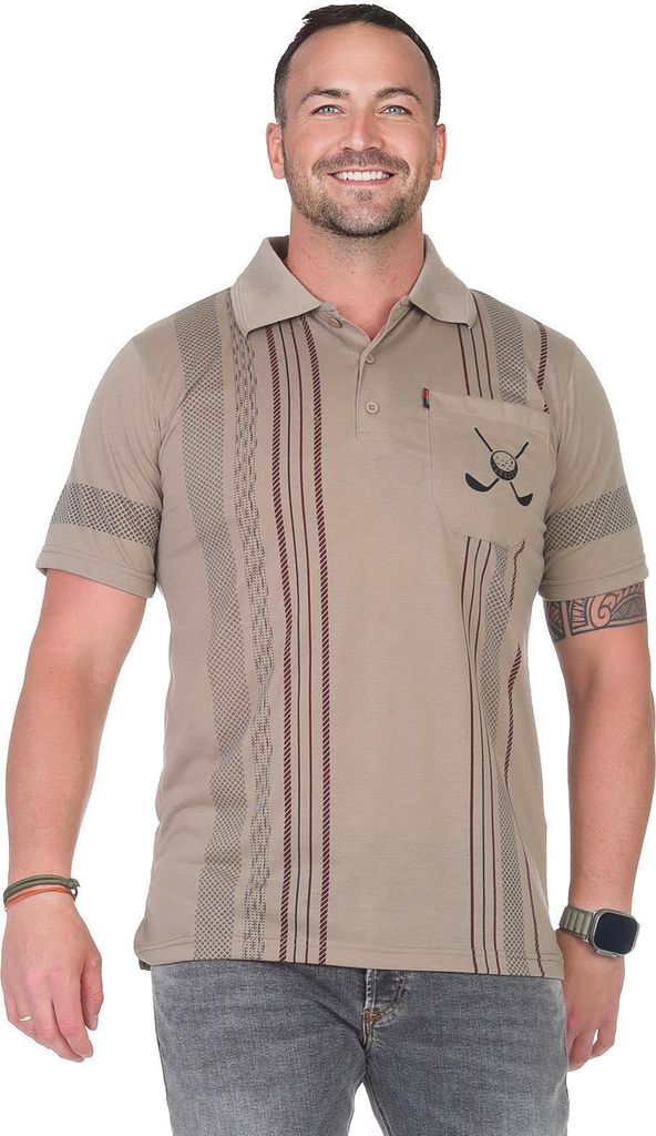 Herren Poloshirt Sommer Polo-Hemd Kurzarm, Beige/L/50