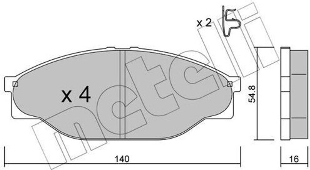 METELLI Bremsbeläge Satz Vorne Bremsklötze für TOYOTA HILUX III Pick-up (TGN1, GGN2, GGN1, KUN2, KUN1) 22-0433-0