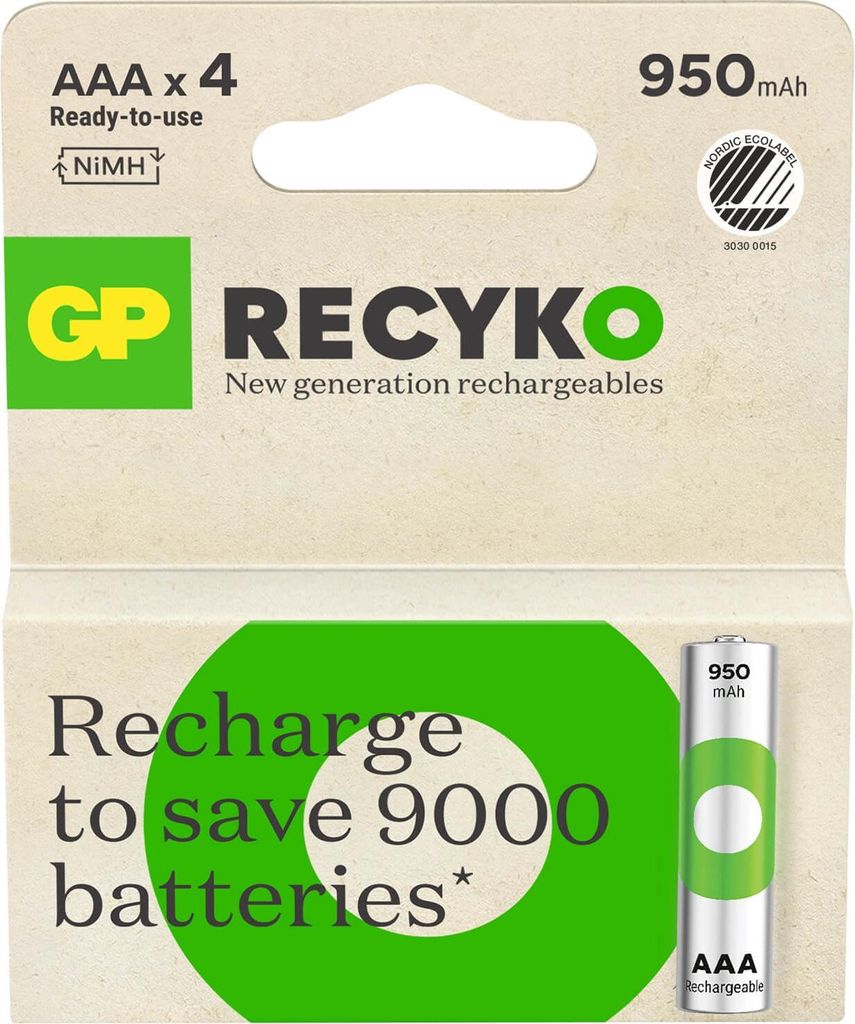 GP Batteries 201242, Wiederaufladbarer Akku, AAA, Nickel-Metallhydrid (NiMH), 1,2 V, 4 Stück(e), 950 mAh