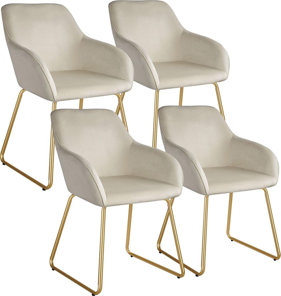 tectake Esszimmerstuhl Jeane gepolstert, in Samtoptik 57 x 61 x 85,5 cm, Belastbarkeit 120 kg