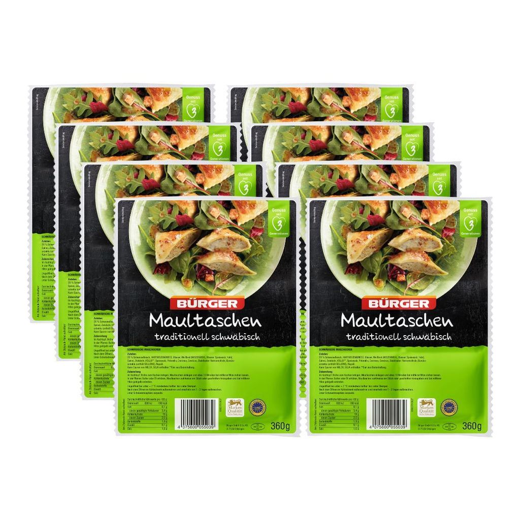 Bürger Maultaschen traditionell schwäbisch, 8 x 360 g Produktbild 