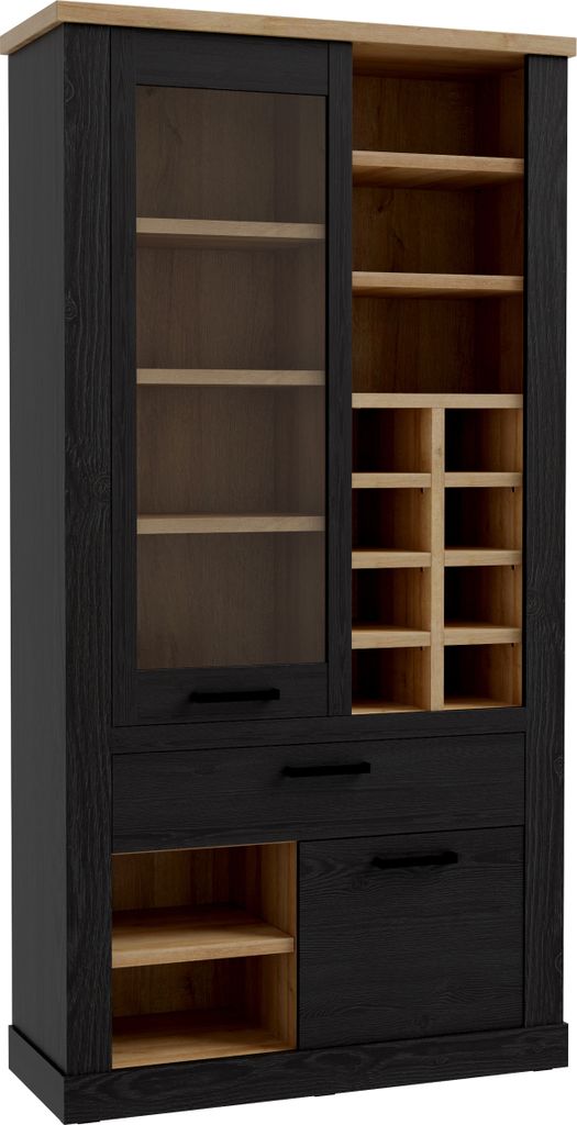 Furniture24 Vitrine Duro Durv821L-M954 Vitrinenschrank Forte Wohnzimmerschrank Cabezone Eiche