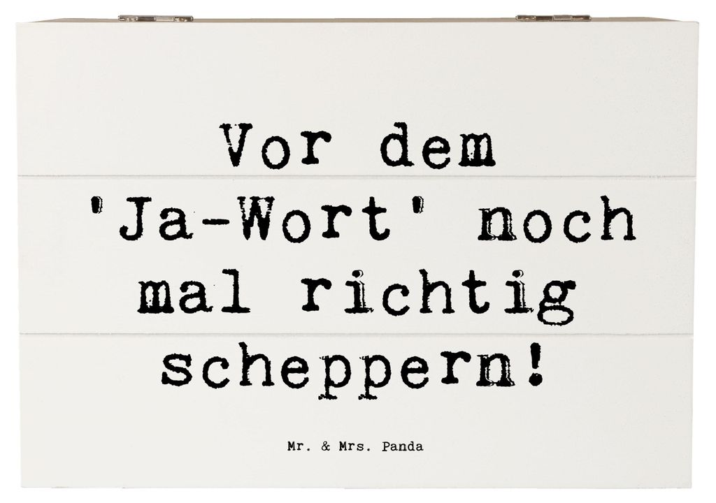 Mr. & Mrs. Panda Geschenkbox Spruch Polterabend Spaß 22 x 15 cm - Weiß - Geschenk, Geschenke, Holzkiste, Holzbox mit Deckel, Heiraten, Hochzeitsv...