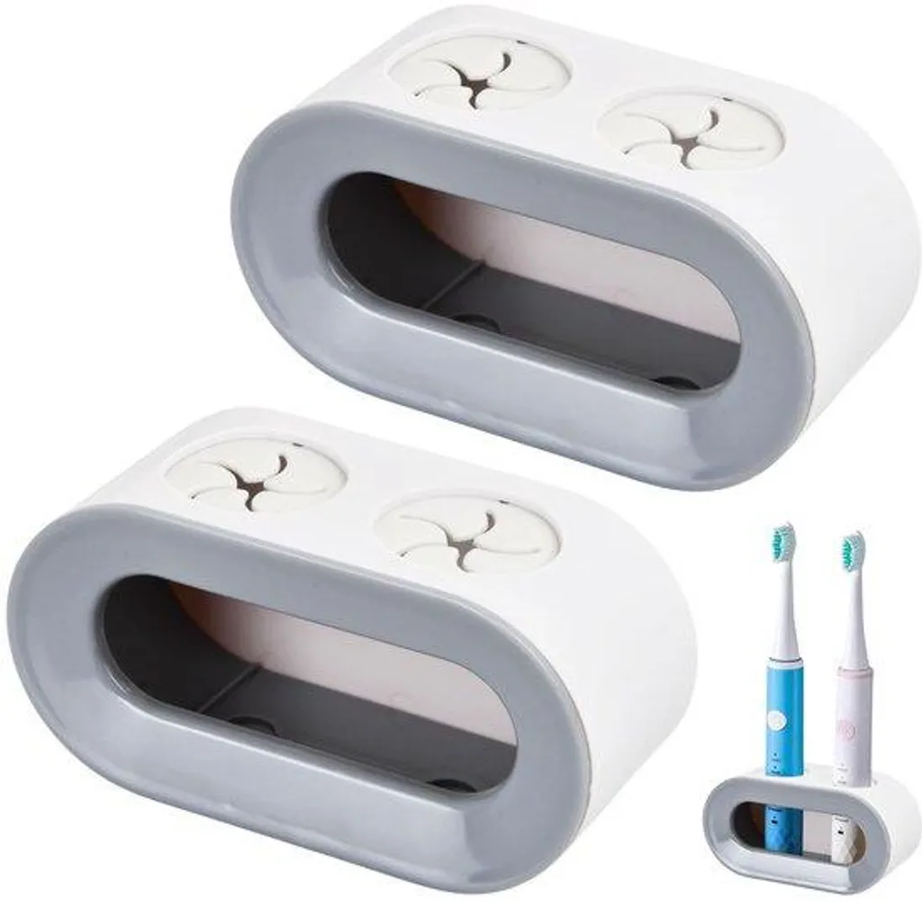 Porte-Brosse à Dents Mural avec Écoulement - Rangement Universel Gris