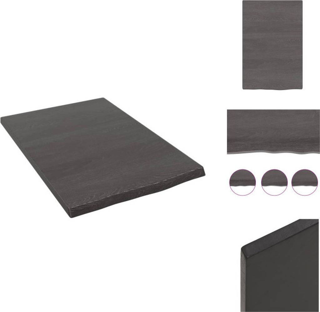 vidaXL Wandregal Dunkelgrau 40x60x2 cm Massivholz Eiche Behandelt - Wandregale