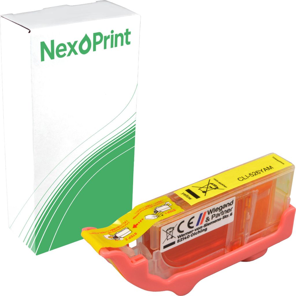 NexoPrint 4543B001 CLI-526Y yellow Druckerpatronen kompatibel zu Canon Pixma MG 6250 Pixma MG 8150 Pixma MG 8240 ca. 450 Seiten