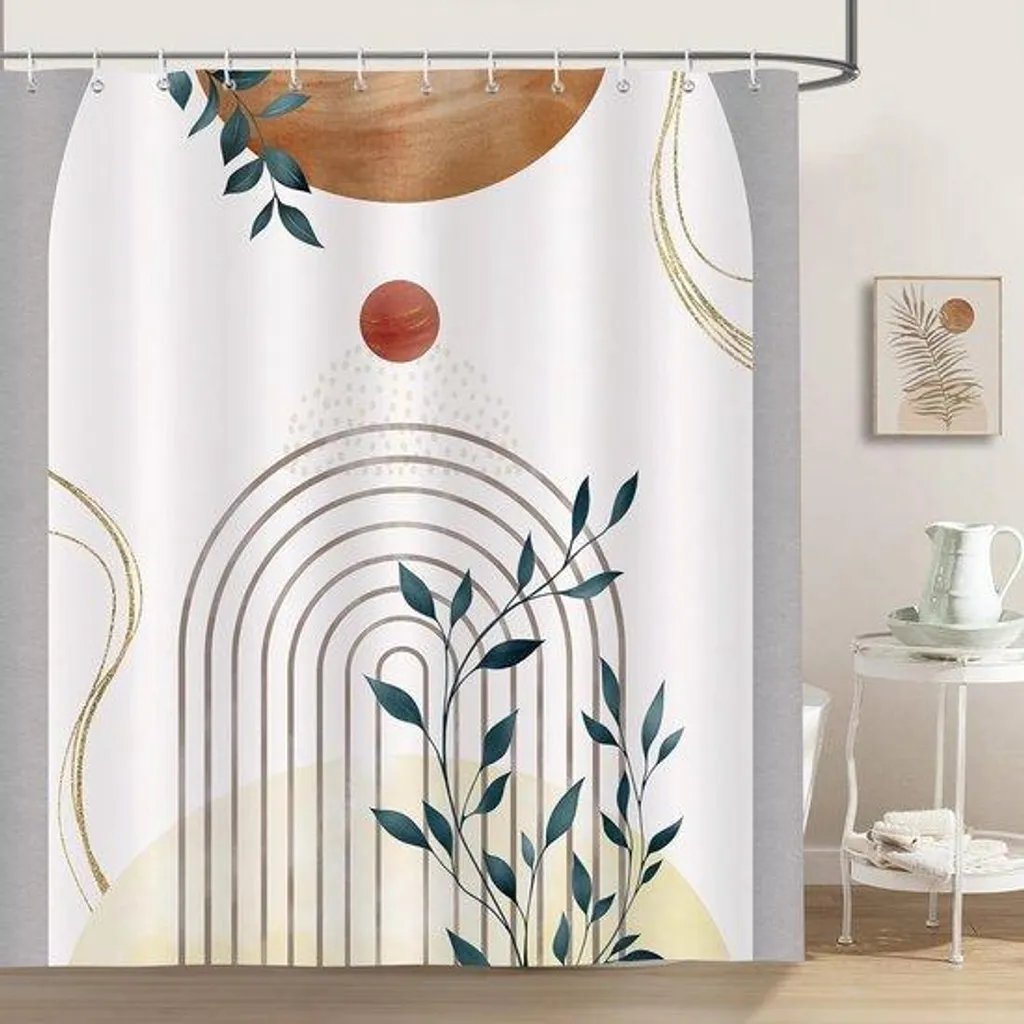 Rideau de douche bleu moderne en polyester anti-moisissure 180x180