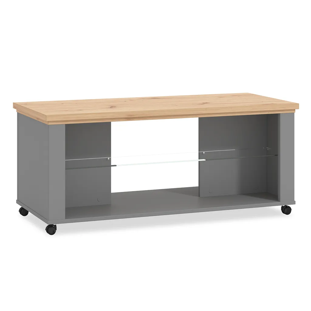 Table basse de salon en chêne massif gris - Meuble de séjour chaleureux - 2